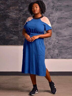 Jennifer Glasgow Linen Blend Meri Dress in Royal Blue